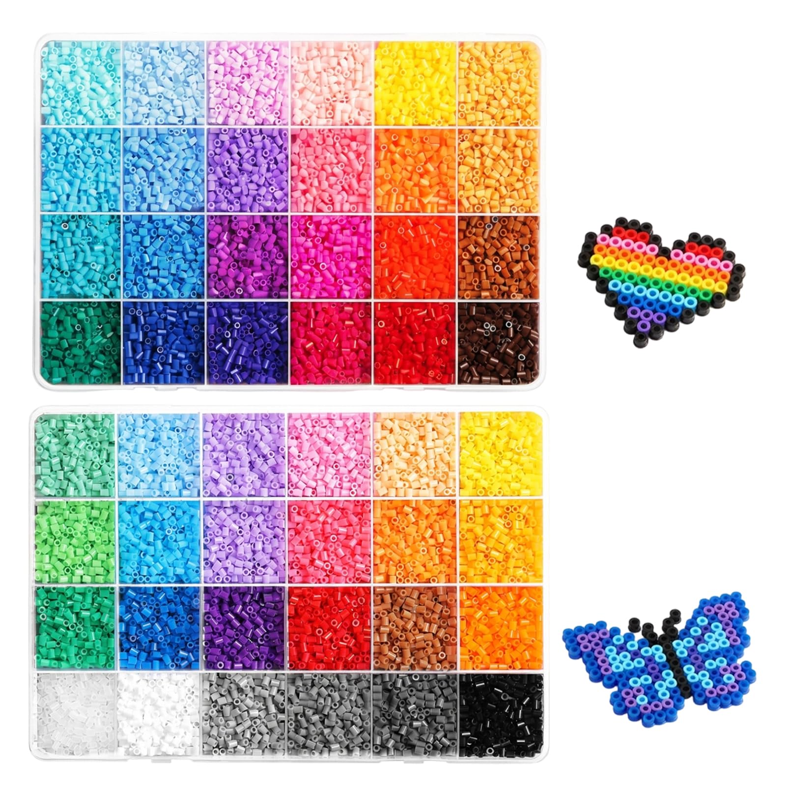 Mini Fuse Beads Kit, 2.6mm Fuse Beads Set, 8400pcs 24 Colors DIY Craft Kit, 19x13x1.9 Cm Storage Box for Artistic Projects and Educational Activities, Creative Gift for Boys Girls