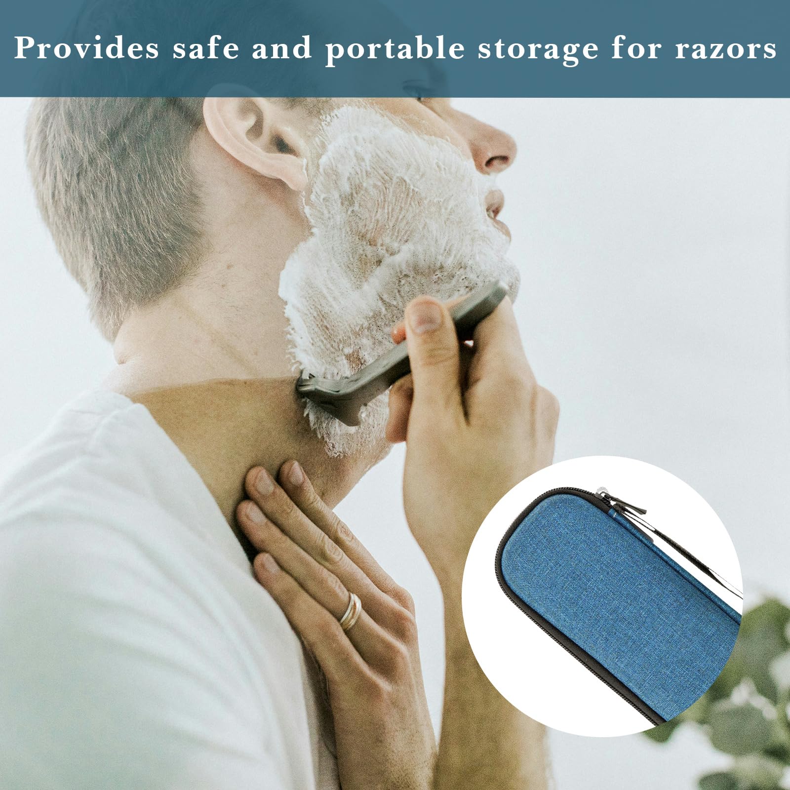Linkidea Razor - Custodia da viaggio rigida, portatile, compatibile con Gillette Fusion5 Power & Mach3, custodia protettiva da viaggio per rasoio (blu navy)