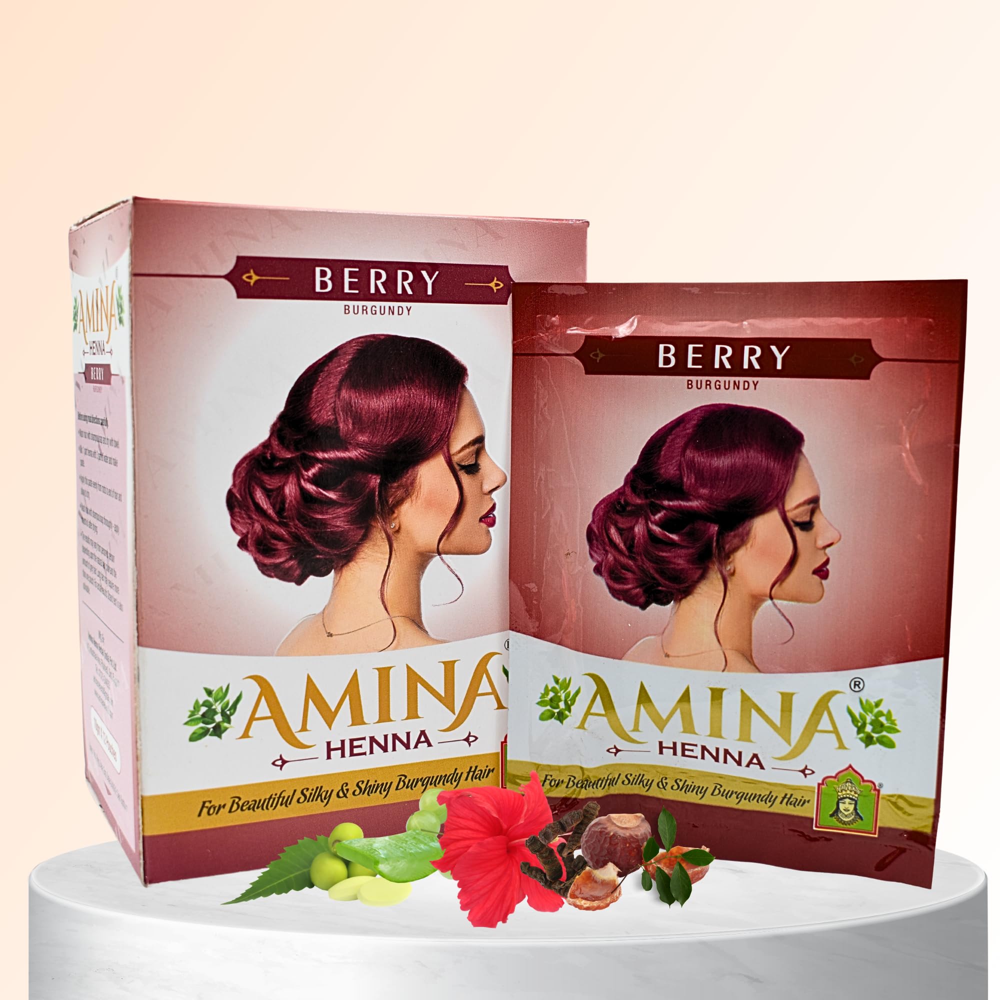 Amina Henna Hair Color for Beauty Silky and Shiny Hair 13 Sachet (Berry Burgundy)-picture-31