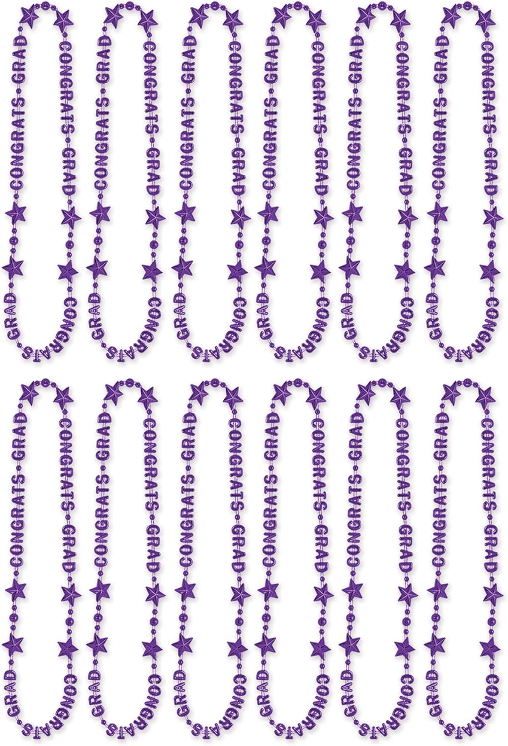 Beistle 12-Pack Congrats Graduate Beads of Expression, 36-Inch, Purple
