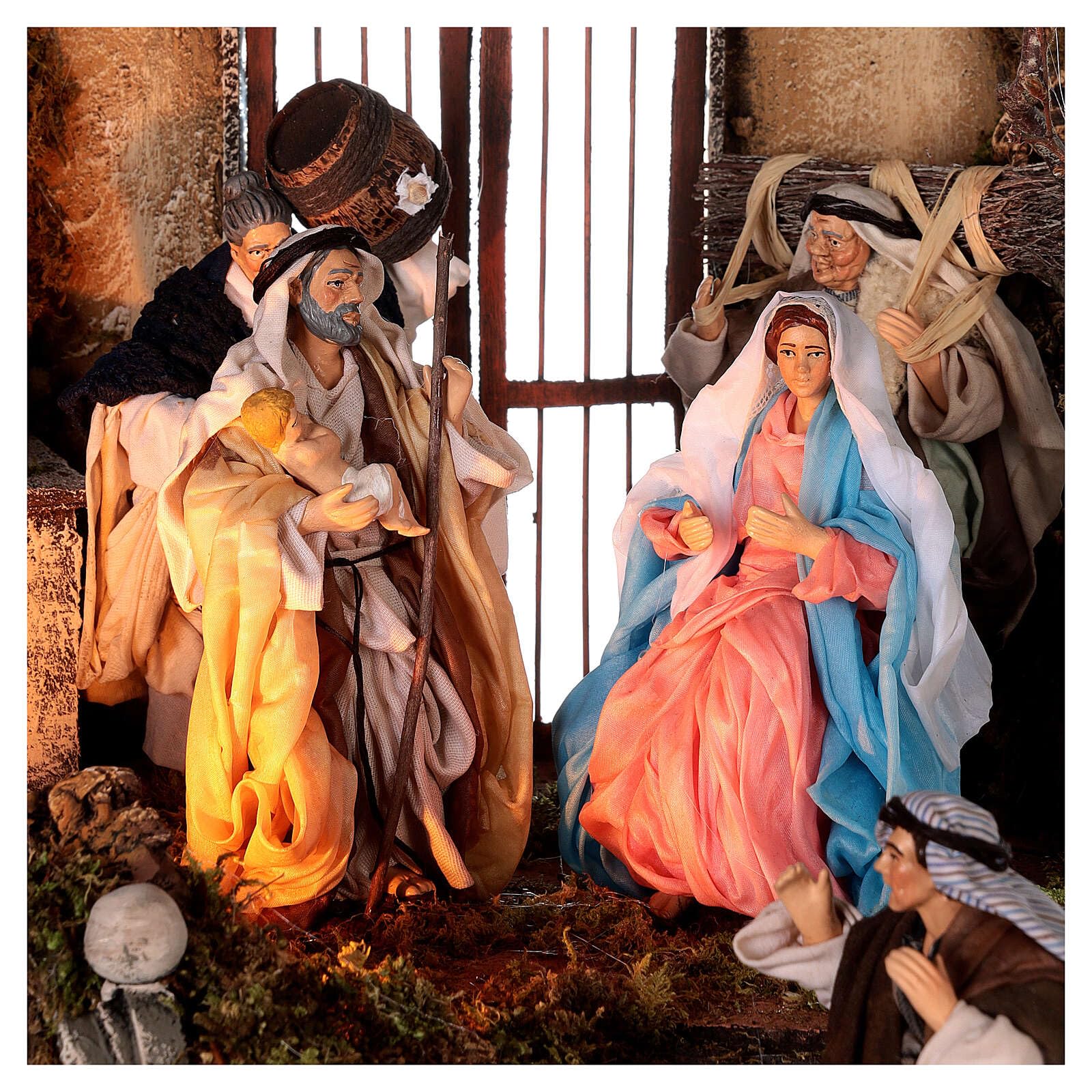 Holyart Neapolitan Nativity Temple Fountain 100x50x50 cm for 15 cm Figurines, with figurinesDepth: 50 cm|Height: 100 cm|Width: 50 cm|Statues Height: 15 cm
