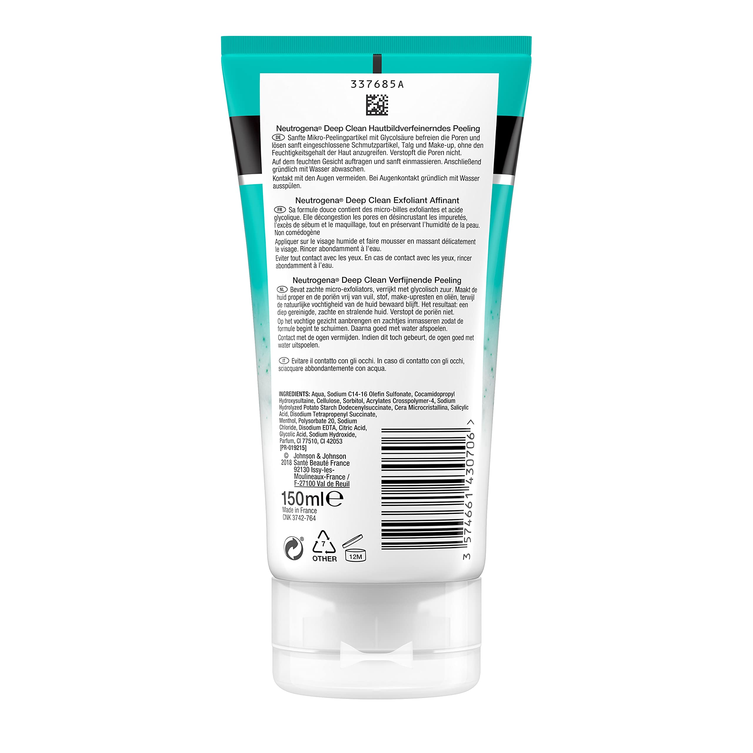 Neutrogena “Deep Clean” - Peeling per la pulizia del viso, con acido glicolico, per ogni tipo di pelle, 150 ml