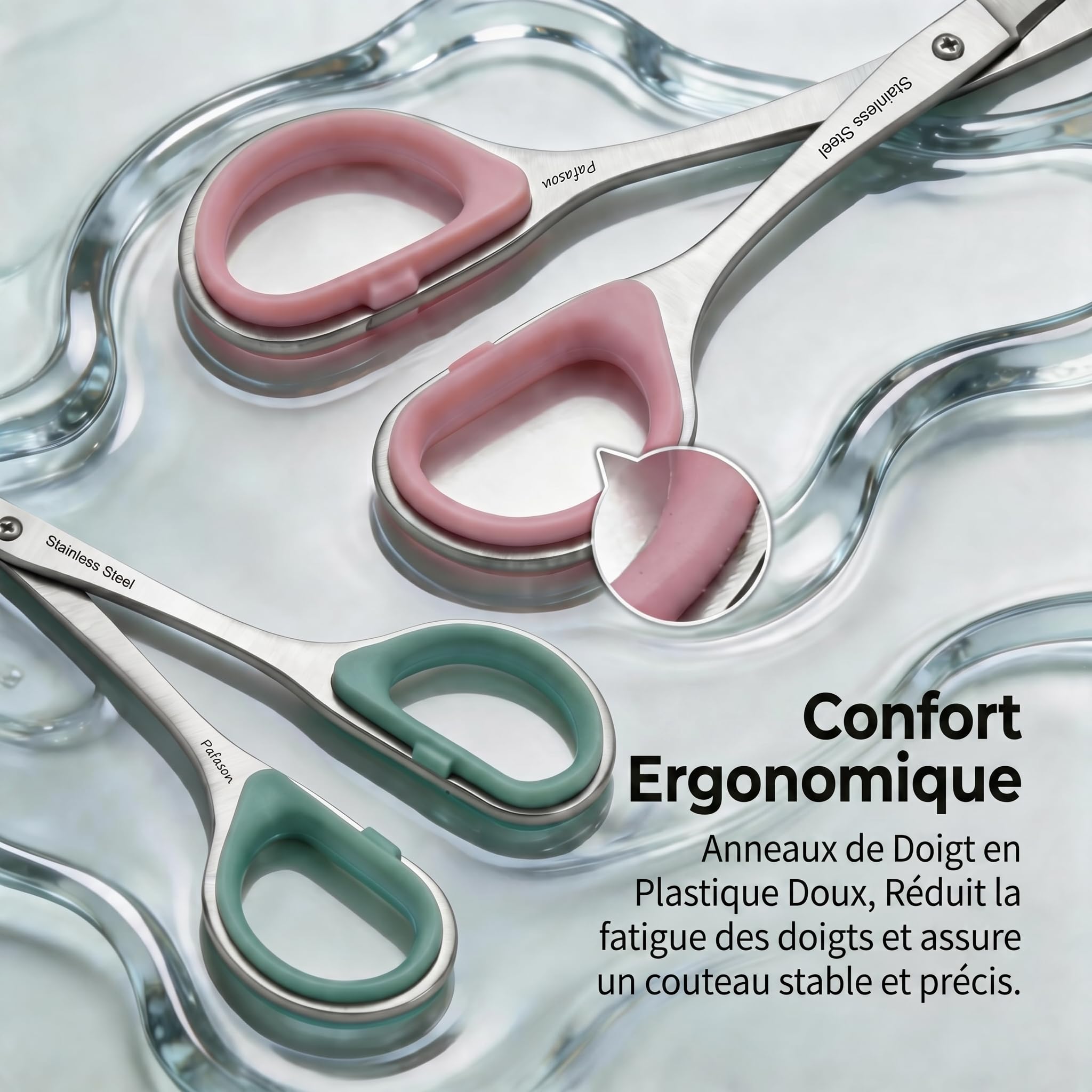 PAFASON Petit Ciseaux Cuticule Ongle Ensemble, 2 Pièces Multi-Usage Pointe Courbe Droite Précision Manucure Pédicure Beauté Toilettage Outil pour Ongles Peau Sèche, Étui Cuir Premium