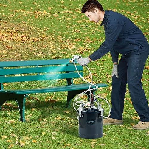 Miniatura 8 de VEVOR - Tanque de presión de pintura en aerosol, depósito a presión de pintura de aire, de 10 L  2,5 galones, 1,5 mm + 4 mm, dos boquillas, dos