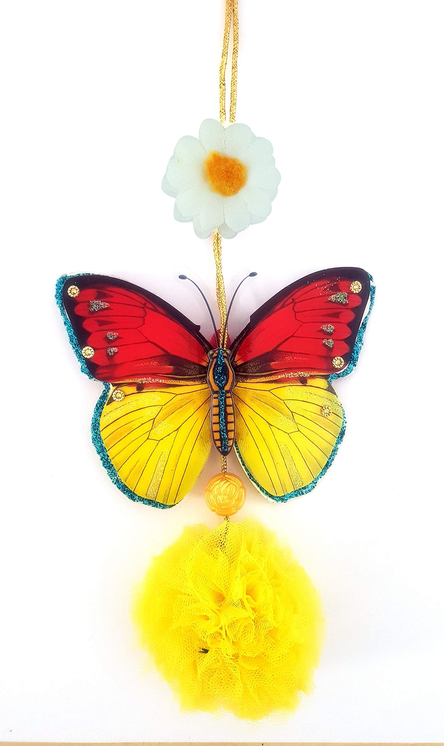 Yellow with Stylish Red Butterfly Hanger