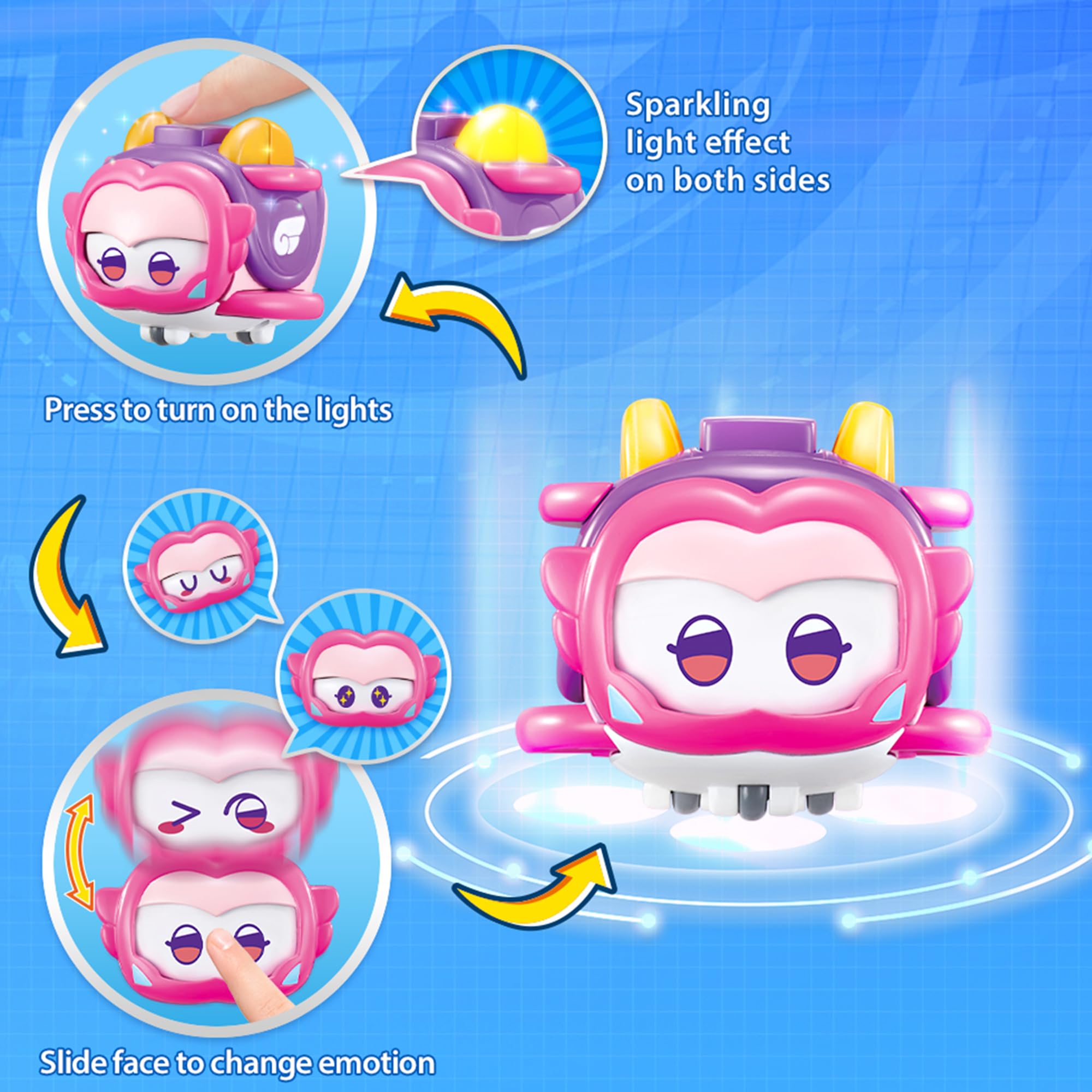 Super Wings Super Pet Ellie, błyszczący efekt świetlny, zabawka dla chłopców i dziewczynek, 3, 4, 5, 6, 7, 8 lat, wielokolorowa, 5 cm