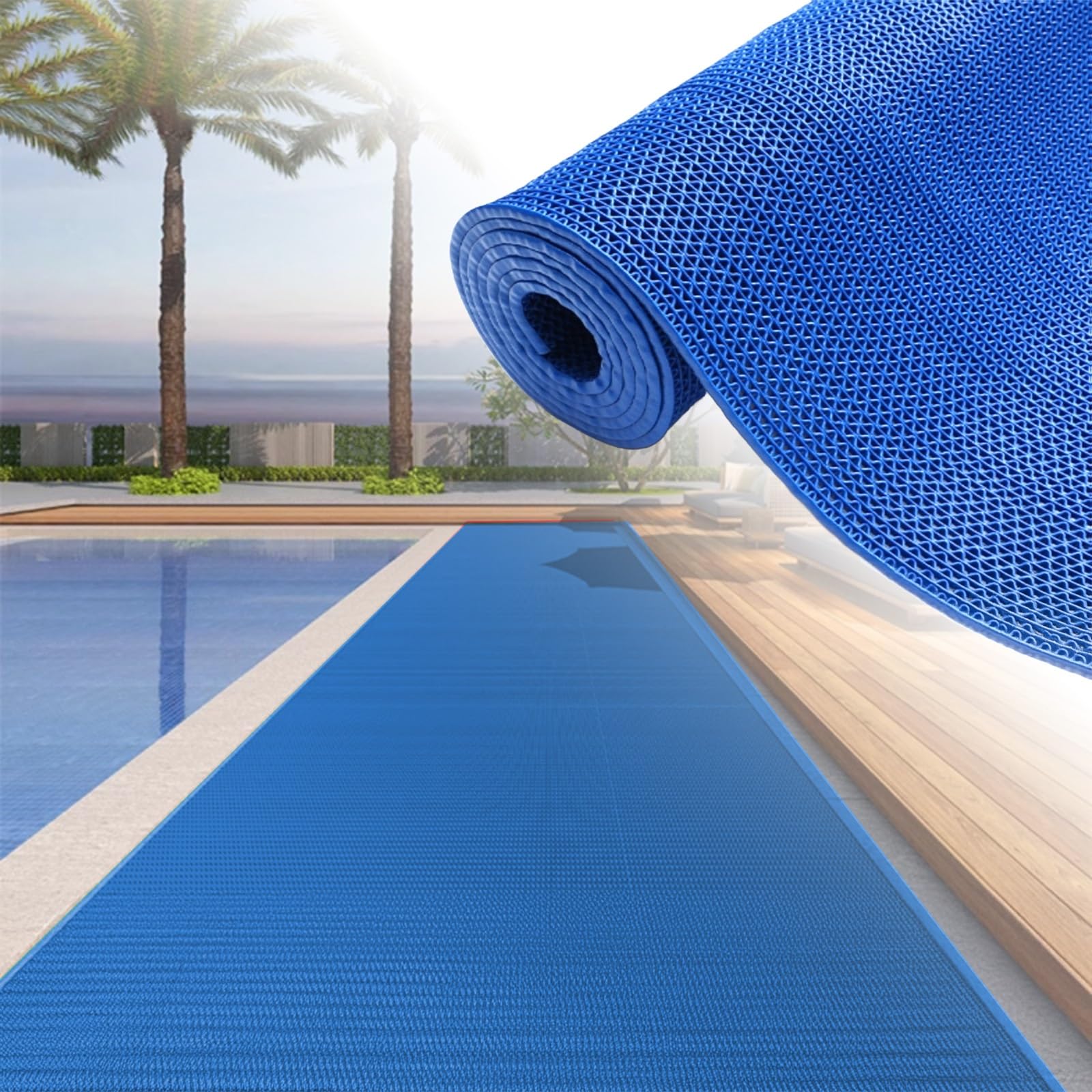 CTREVL PVC Rubber Floor Mats, Swimming Pool Bathroom Anti-Fatigue Rubber Matts, Drainage Non Slip Flooring Mats for Bathroom Swimming Pool Kitchen Washroom Restaurant Bar(Blue,120x200x0.45cm)