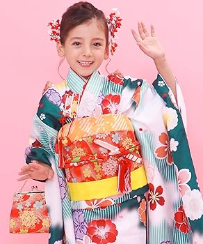 セット　七五三７歳女の子　着物＆帯＆袖なし長襦袢＆小物　緑　花　金糸　袋帯未使用 Amazon | [KYOETSU] [キョウエツ] 七五三 7歳 女の子 着物 セット 753