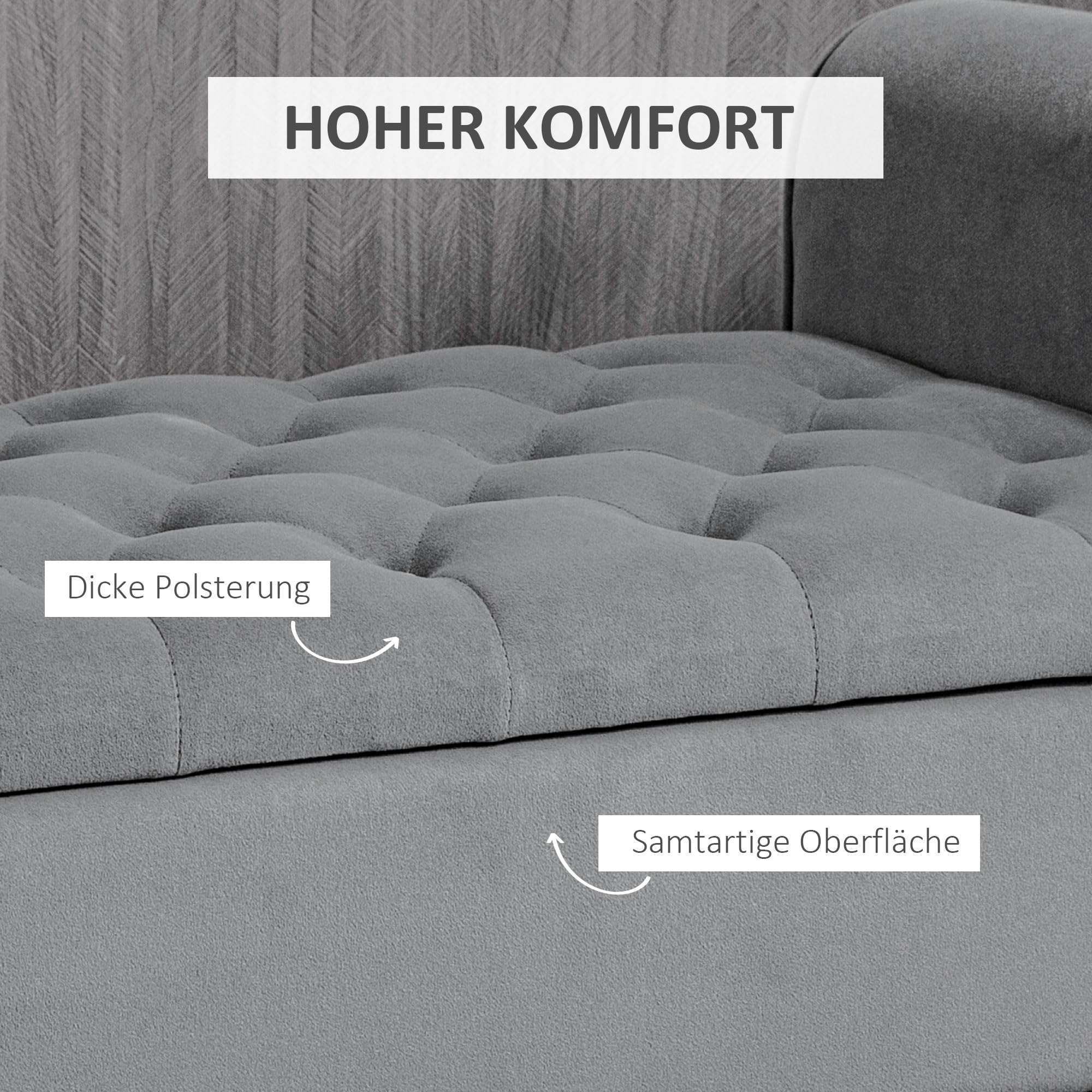 HOMCOM Sitzbank mit Stauraum Armlehne Bettbank 126 x 48,5 x 57 cm Grau | Polsterbank mit Samt-Bezug, mit Holzbeinen, Schuhbank, Schlafzimmer Wohnzimmer Flur