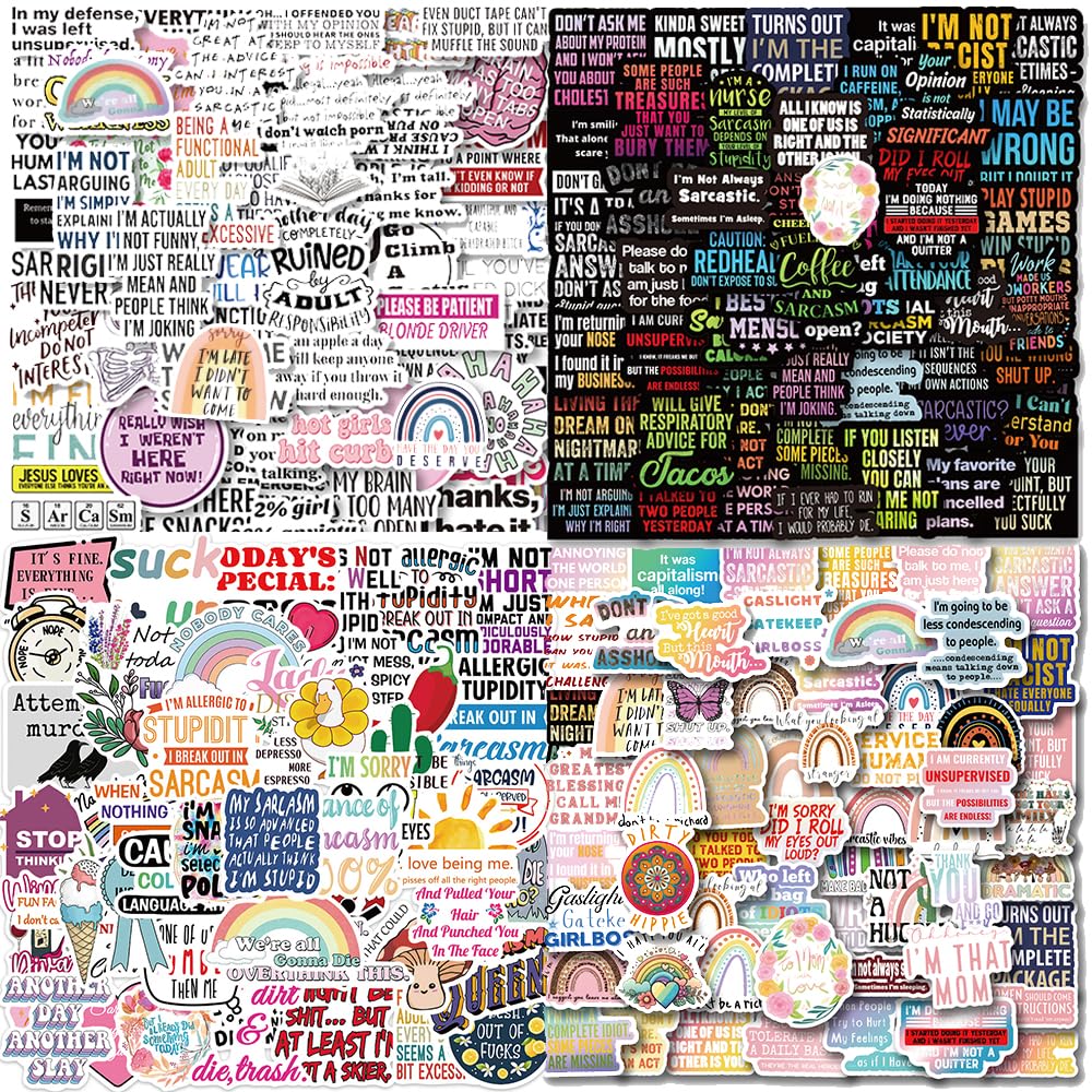 200 PCS Boho Sarcastic Stickers,Funny Stickers for Adults,Snarky, Humorous Quotes Stickers for Water Bottle,Laptop,Phone,Hard Hat,Bumper,Gifts for Adult