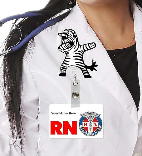 Miniatura 6 de Dabbing Zebra - Carrete de identificación retráctil con clip de cocodrilo para hospitales, médicos y personal de oficina profesional