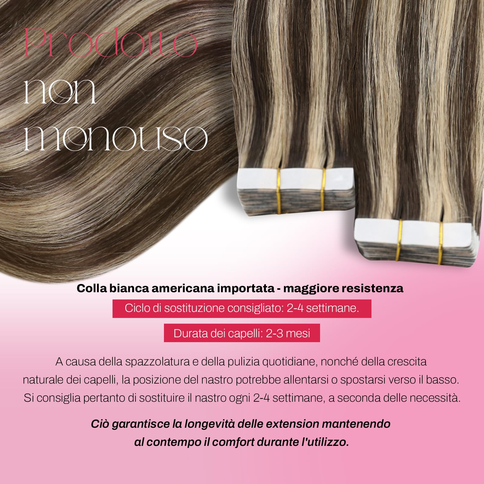 Moresoo Extension Adesive 30 e 35 cm #P4/27 Capelli Veri Bundle