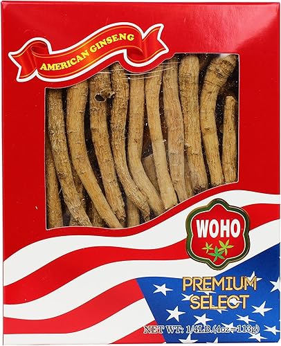 Woohoo Natural WOHO American Ginseng #104.4 Long Small #1 Caja de 4 onzas