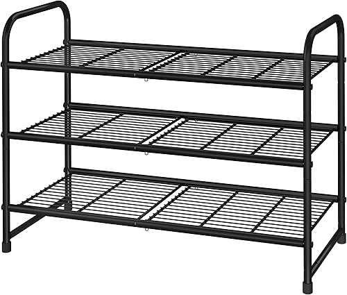 Miniatura 9 de Simple Trending Zapatero con capacidad para 60 pares, organizador de zapatos de 12 niveles, almacenamiento de zapatos apilable de metal resistente