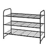 3-Tier Stackable Shoe Rack, Expandable & Adjustable Shoe Shelf Storage Organizer, Wire Grid, Black