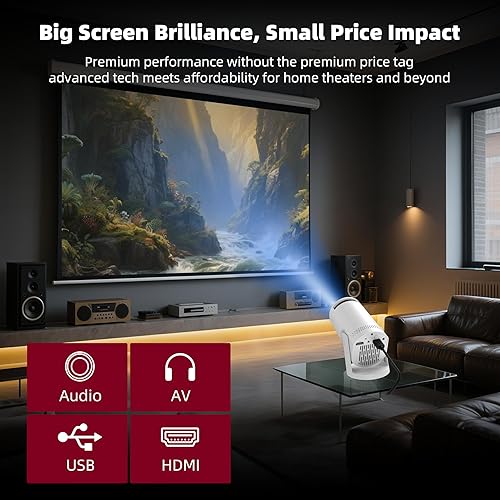 Miniatura 5 de Mini proyector, con sincronización de pantalla cableada 4K 1080P proyector portátil rotación de 180. Proyector de video de pantalla de 17-130