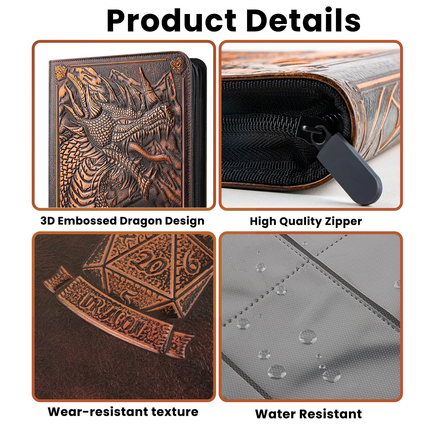 Carpeta de tarjetas de 9 bolsillos, carpeta de tarjetas coleccionables con cremallera premium, carpeta de colección de poliuretano de doble cara de 360 grados, álbum de coleccionista con diseño de