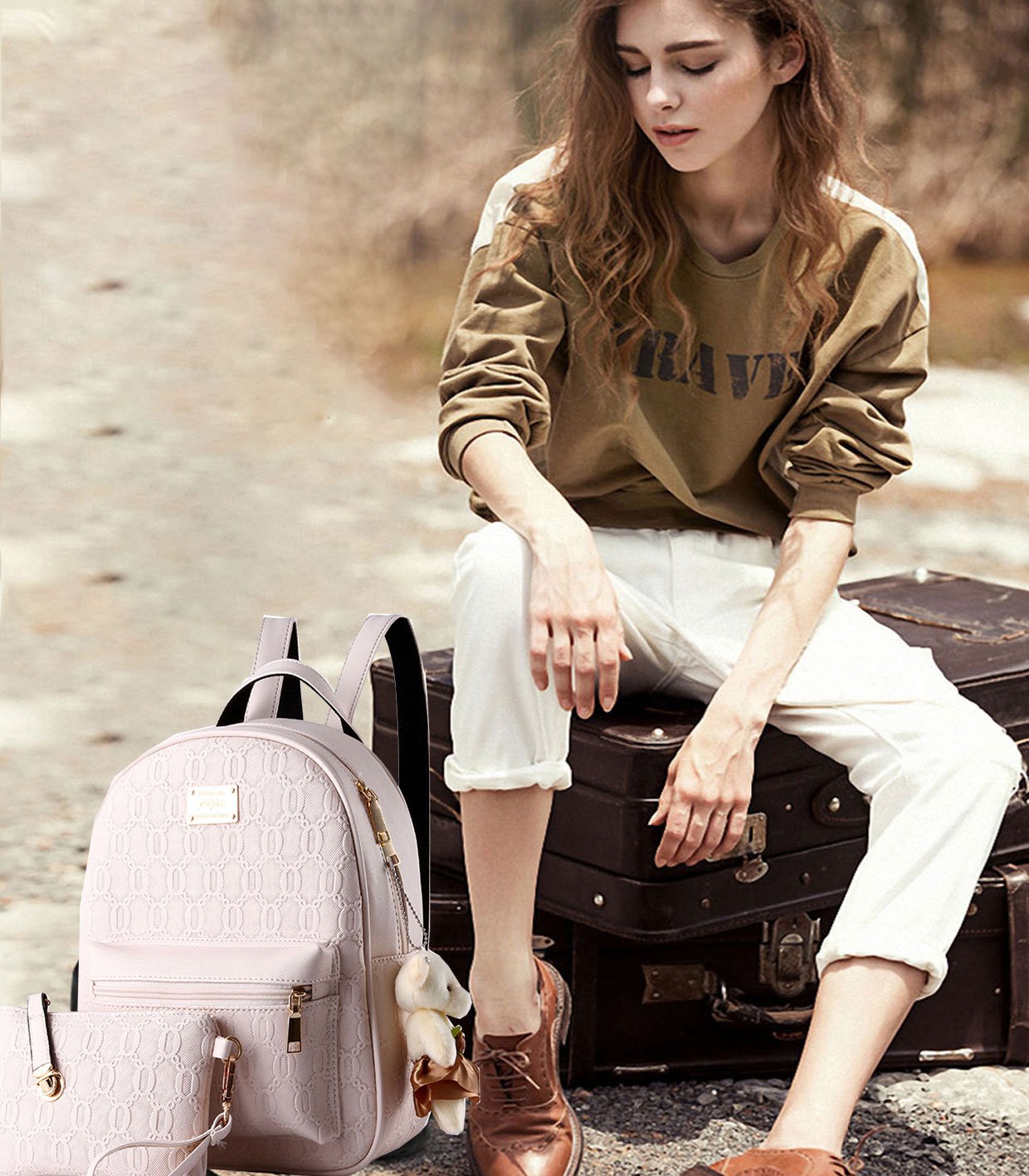DEERWORD Donna Borse a Zaino Borsa a Zainetto Elegante Tracolla Zaini Firmate Marca Zainetti Antifurto PU pelle 5255 1 pz