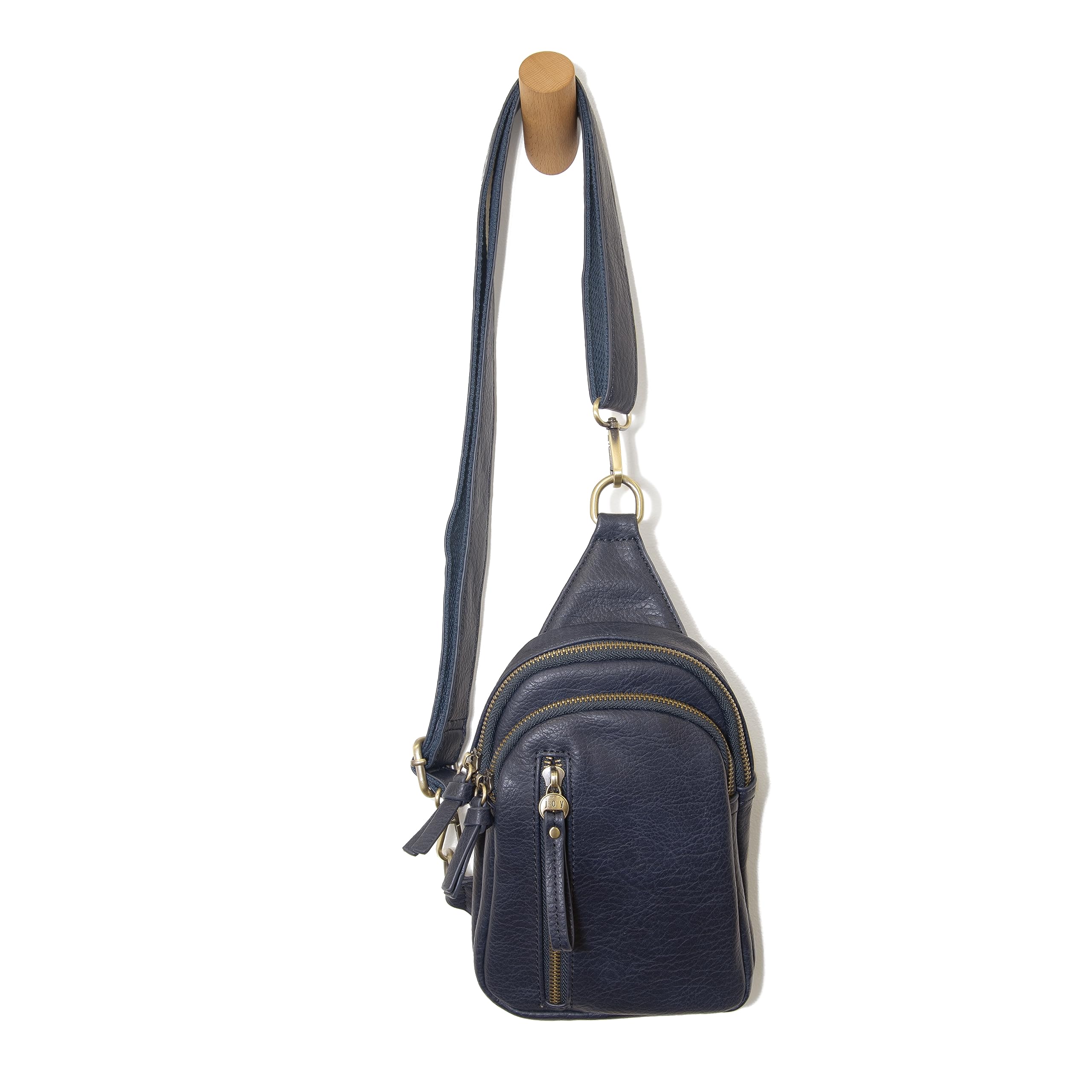Joy Susan Skyler Sling Bag: Vegan Leather, Zippered Closure, Brass Plated Hardware