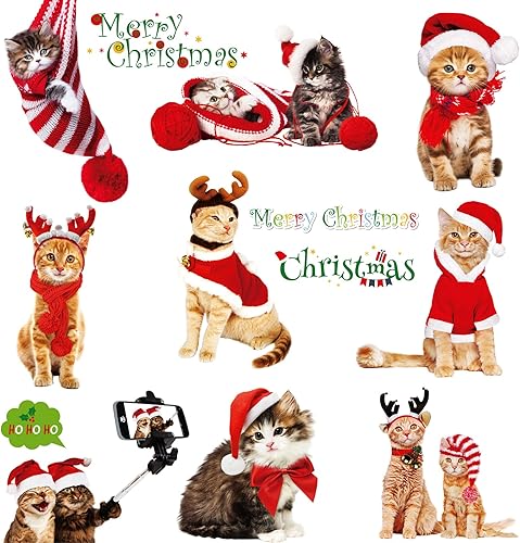 Adhesivos de Navidad para ventana, calcomanías de doble cara para decoración de ventana, diseño adorable de copos de nieve de Navidad con Papá Noel,