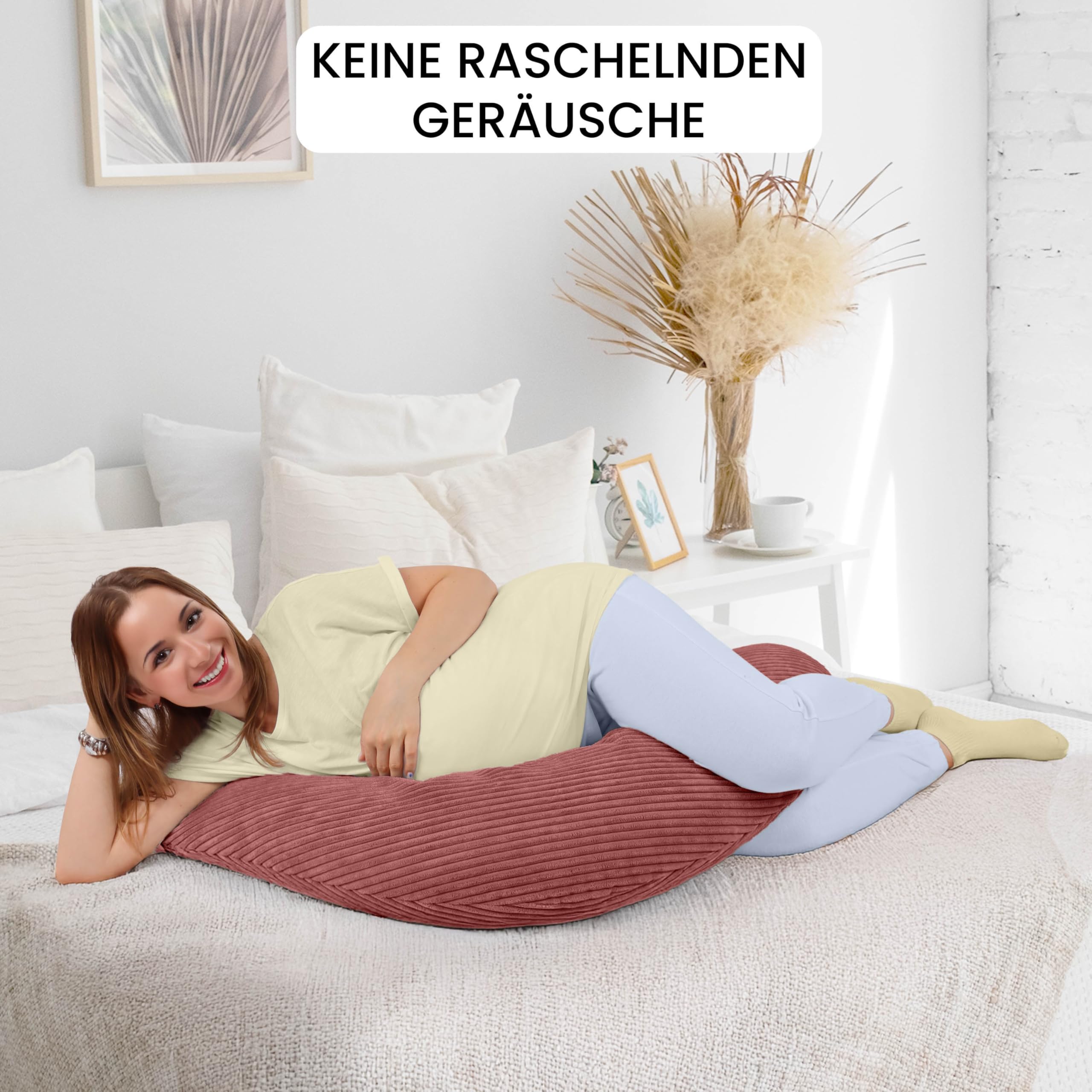 Amilian Coussin d'allaitement XXL 170 cm, coussin de grossesse pour dormir sur le côté, pour grossesse et allaitement, coussin de positionnement avec rembourrage et housse amovible - Herzschimmer