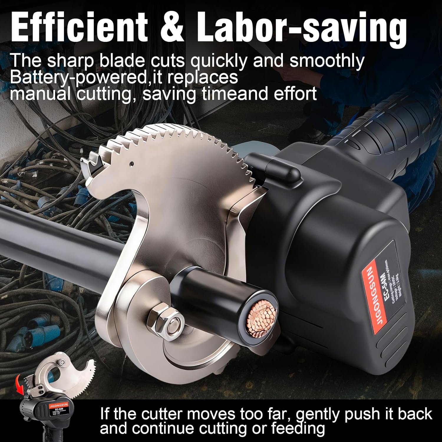 18V Pro Battery Cable Cutter for 1000 MCM Copper / 1250 MCM Aluminum - Heavy Duty Ratcheting Wire Cutters with Alloy Steel Blades, Anti Slip Grip