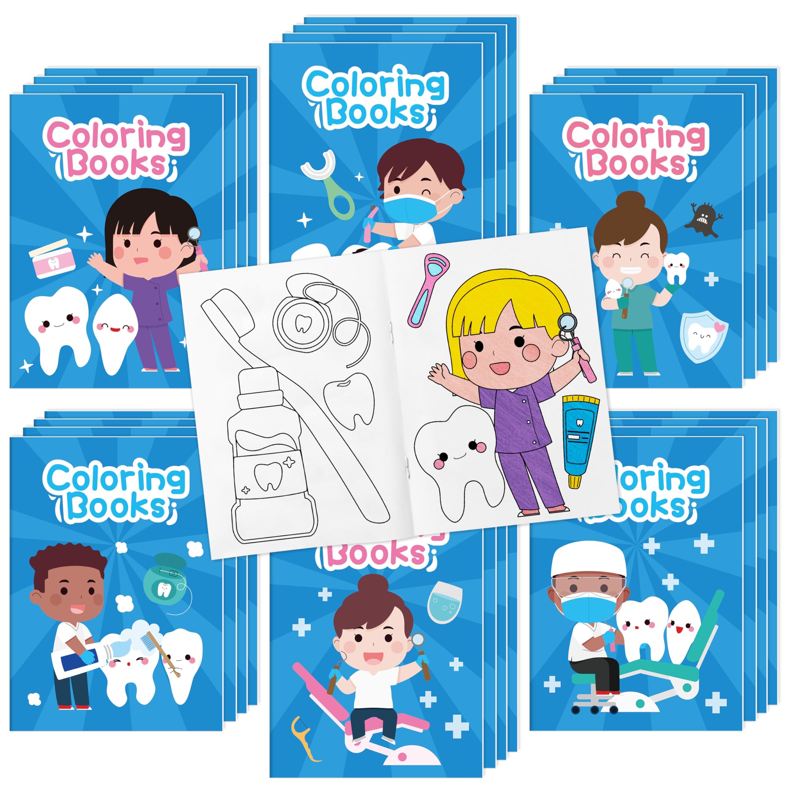Bulk Dentist Coloring Books, 24Pcs Mini Drawing Booklet for Kids