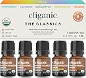 Cliganic Organic Essential Oils Set (Top 5 - The Classics) - 100% Pure Natural - Aromatherapy, Candle Making - Peppermint, Lavender, Eucalyptus, Lemongrass & Orange