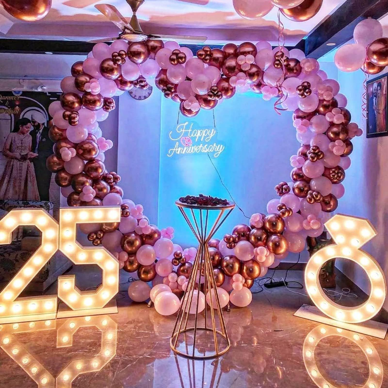Bonnlo Lot 3 Arches Ballons Mariage Dorées 180x80cm 150x65cm 120x50cm - Support Métal Jardin Fête