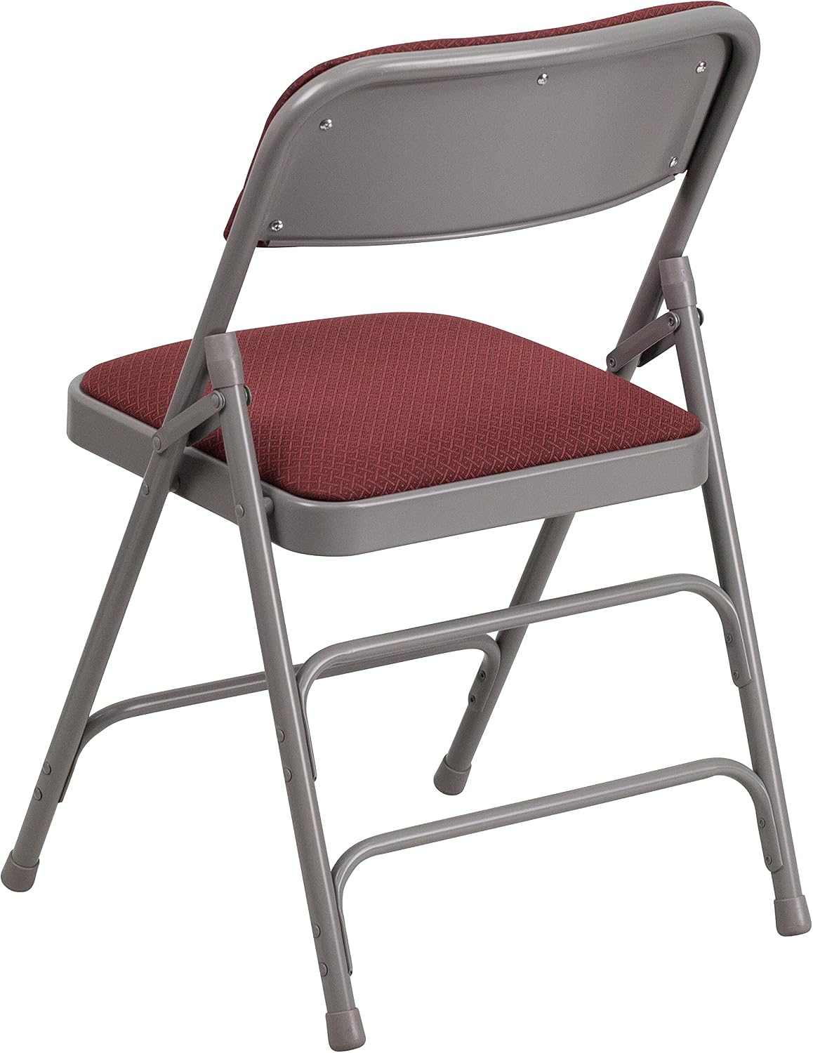 EMMA + OLIVER 4 Pack Triple Braced & Double Hinged Burgundy Patterned Fabric Metal Folding Chair