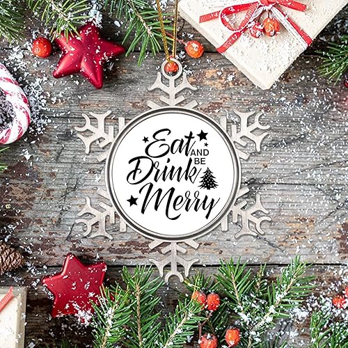 Vista 27 de Adorno de Navidad de metal, feliz año nuevo, recuerdo de Navidad, copos de nieve, adornos de Navidad, citas divertidas, adornos de árbol de Navidad