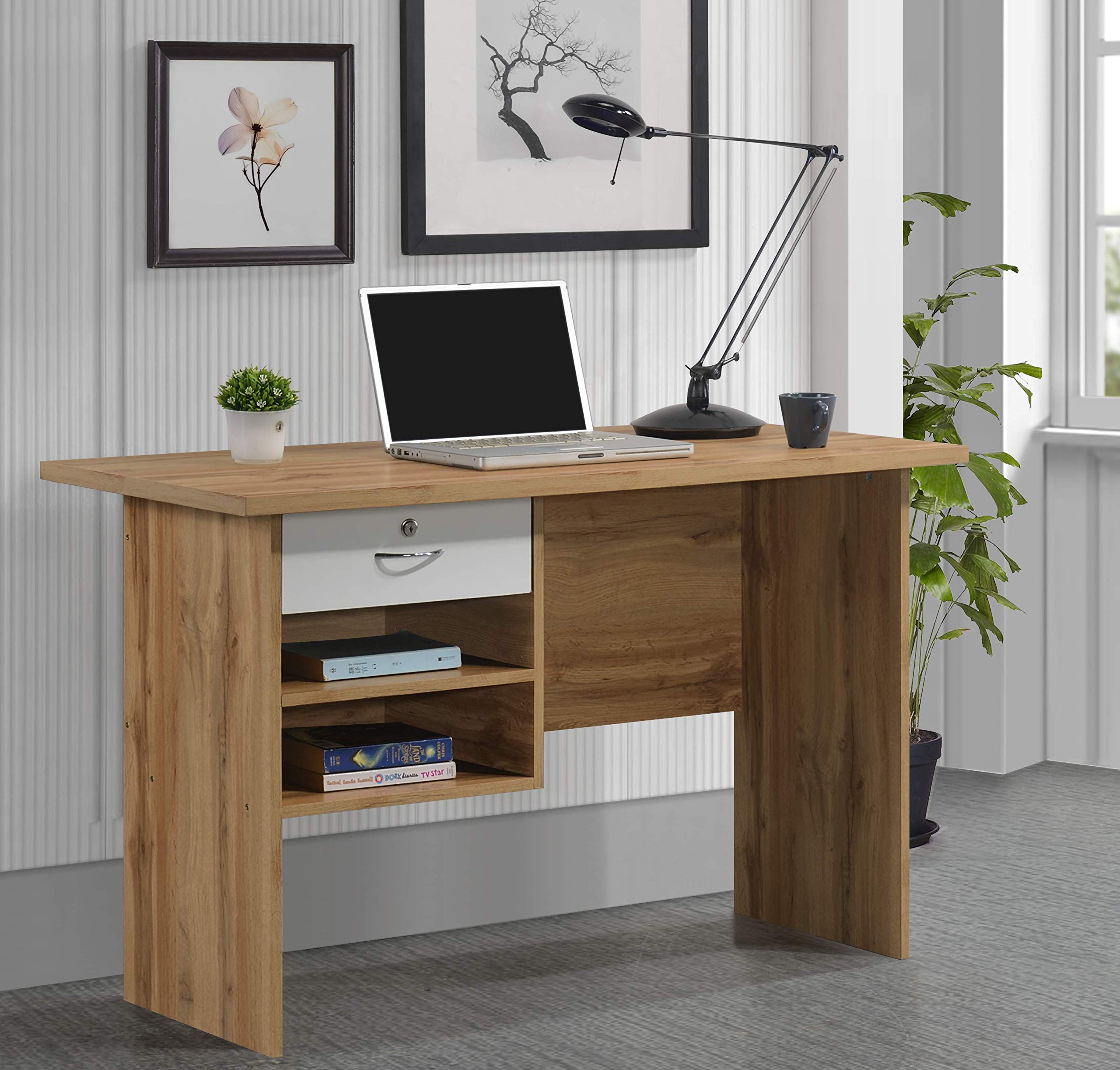 DeckUp Plank Giona Engineered Wood Study Table and Office Desk (Wotan Oak and White, Matte Finish) (B08J49TDWJ) Amazon Price History, Amazon Price Tracker