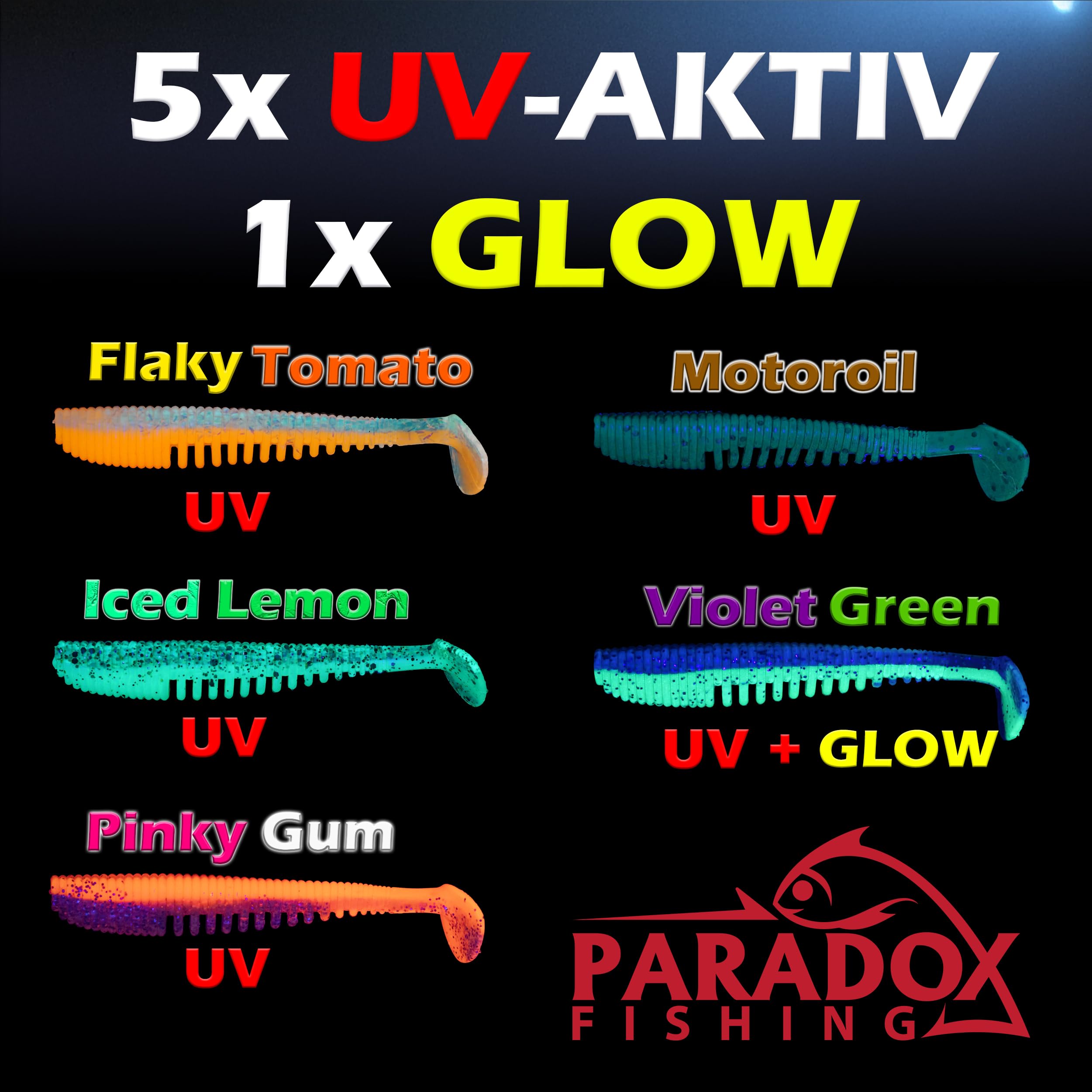 Paradox Fishing Gummifische 7,5cm 10cm 13cm - Zanderköder Gummifisch Zander Köder Gummifische Set Barschköder Barsch Köder - perfekt für Barsch und Zander