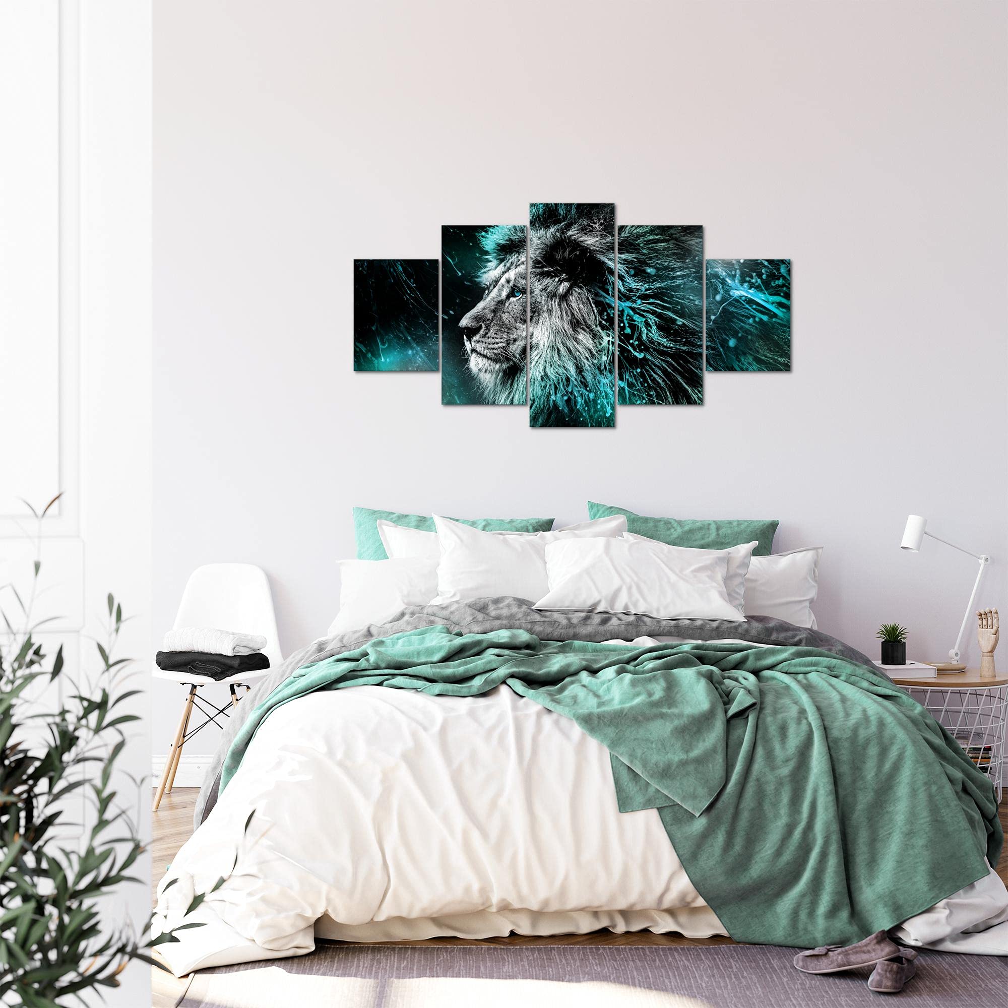 Runa Art Vliesbehang Leeuw Graffiti Modern Fleece Woonkamer Slaapkamer Eetkamer - Muurschilderingen Wandtapijt Foto - Kleurrijk 9164010c