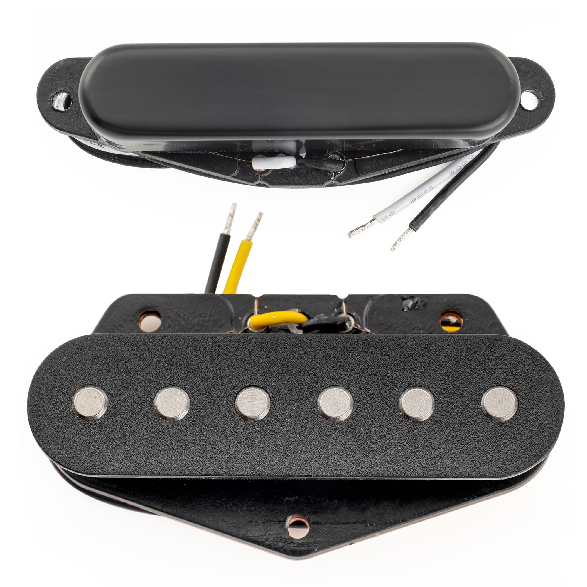 Musiclily Pro TL-60S Alnico 5 Przetwornik Single Coil Neck Bridge Pickups Set 8K/7,3K do Gitary Elektrycznej typu Tele, Czarny