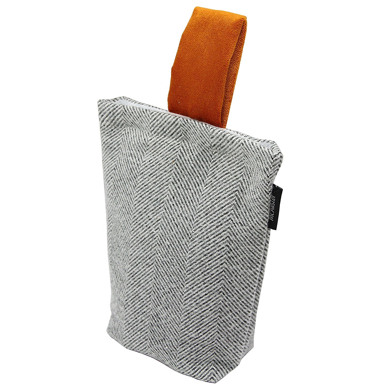 Mcalister Textiles Grey / Orange & Unfilled Herringbone Fabric Doorstop Doorstopper For All Doors Home Accessory & House Warming Gift 22X17 Cm (8X7 Inches)