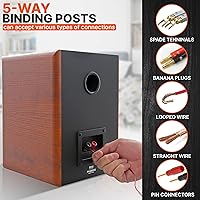 Vista 4 de Pyle Altavoces de audio para el hogar de 5.25 pulgadas, estantería pasiva de 2 vías, potencia máxima de 200 W, tweeter de cúpula de seda de 1