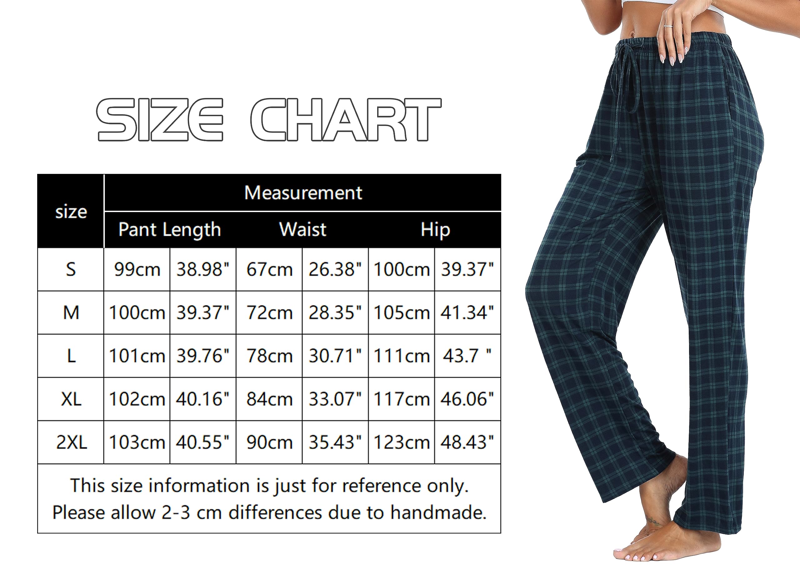 Lovasy Pantalones de Cuadros Mujer Largos Casual Pantalones Pijama de Mujer Dormir con Bolsillos y Cordón
