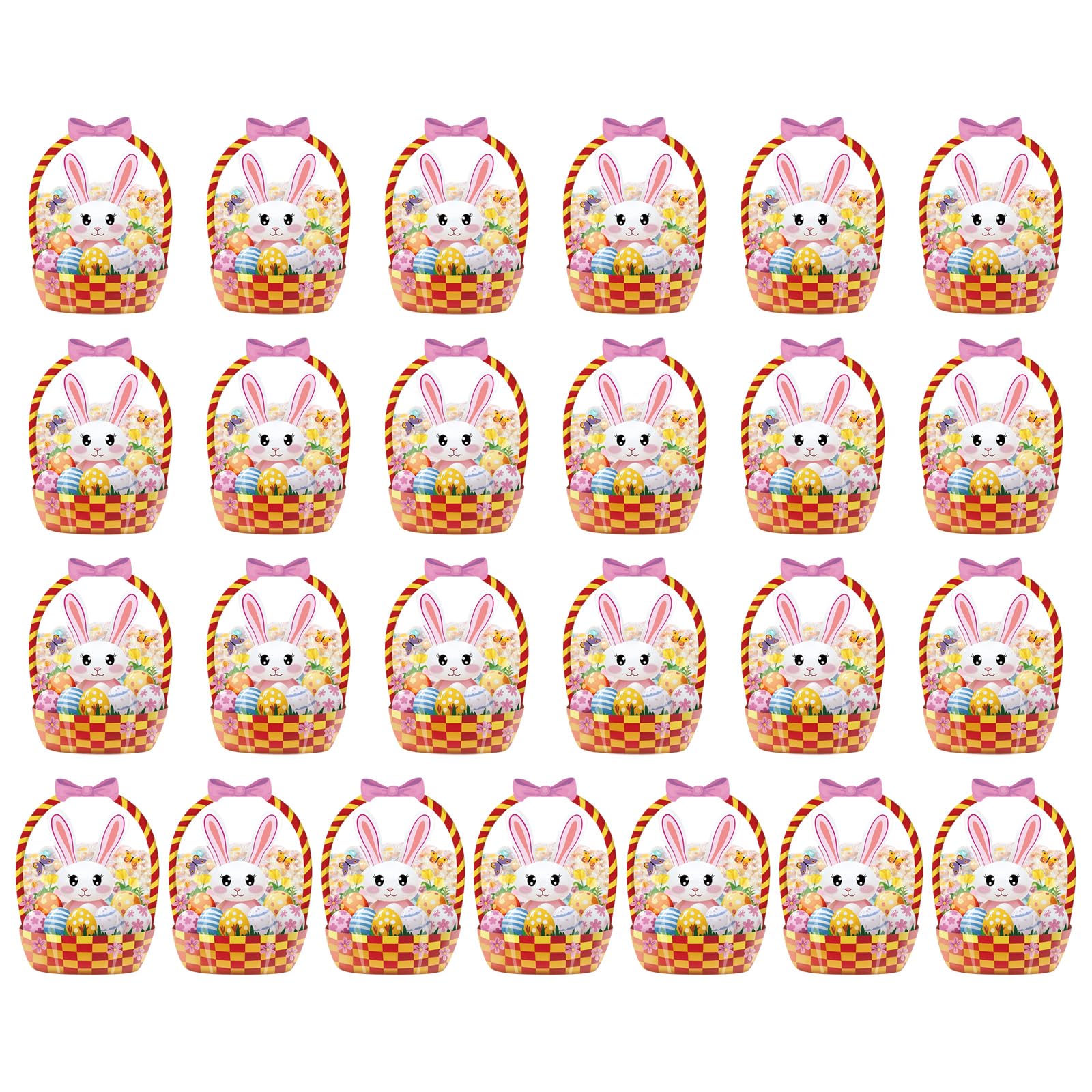 Msioytog Lovely Clear Rabbits Shape Candy Bags for Easter Party Favor and Holiday Treats Food Safe Resealable Storage Easter Rabbits Treat Bags