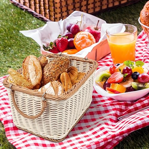 Miniatura 2 de Soporte para utensilios, organizador de almacenamiento de cubiertos de ratán tejido a mano, cesta de almacenamiento dividida multifuncional, para