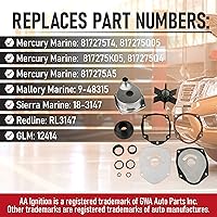 Vista 3 de Kit impulsor de bomba de agua compatible con Mercury Marine y Mercruiser - 1991-2021 - Sustituye a motores 817275Q05, 817275T4, 18-3147, 9-48315