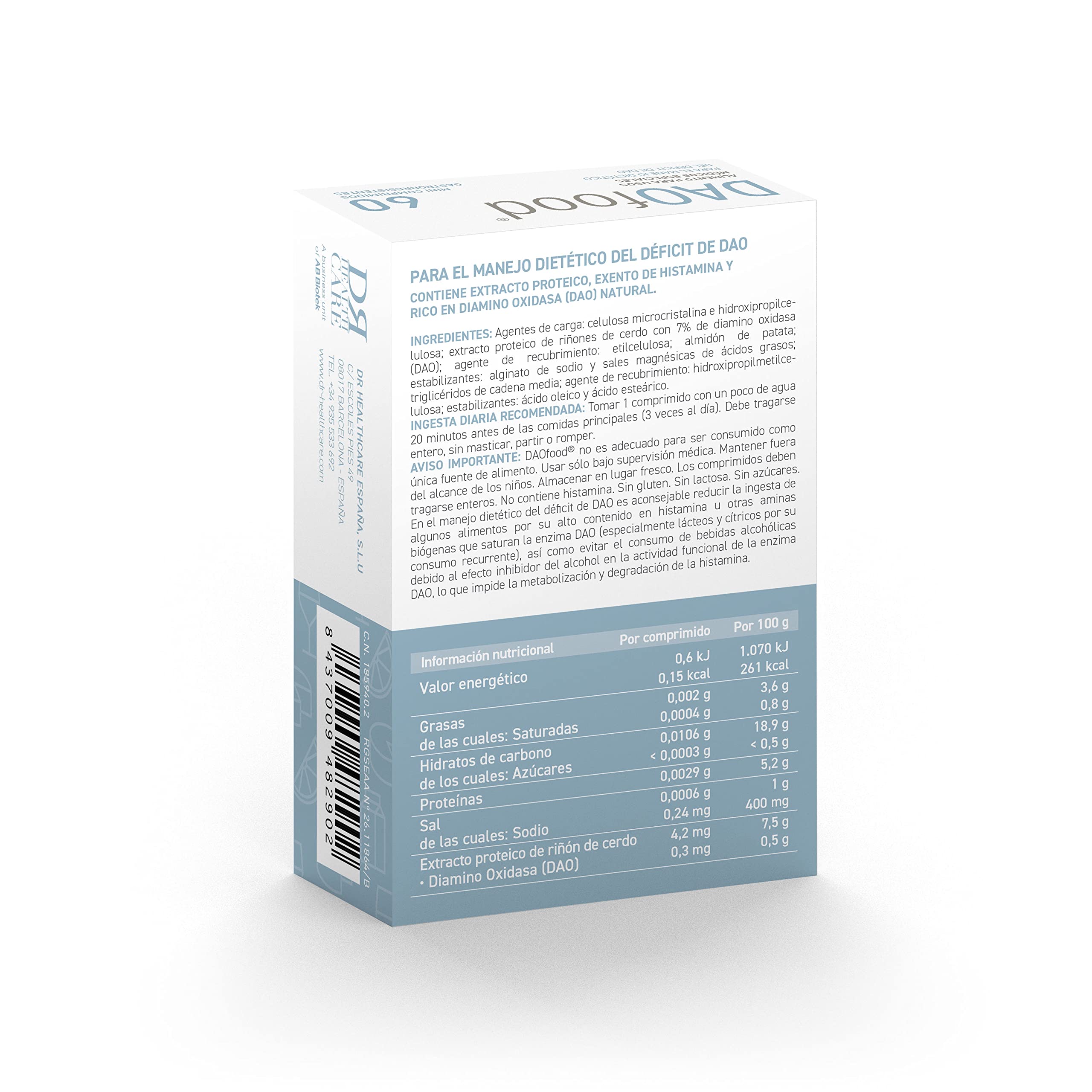 DR Healthcare - DAOfood - Enzima DAO - Supporta l’Equilibrio dell’Istamina Alimentare - Dispenser con 60 Mini-Compresse Gastroresistenti