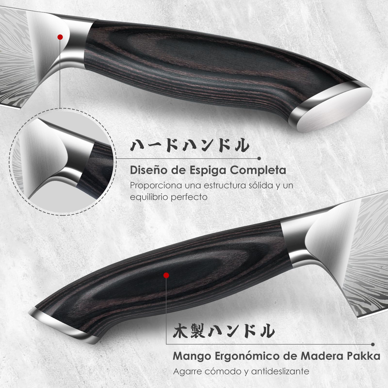 SHAN ZU Cuchillo de Chef de Acero en Polvo, 20cm de Cocina de Cocina Japonés, Cuchillo de Cocinero Profesional de Acero Duro, Cuchillo para Trinchar Ultra Afilado, Mango Ergonómico de Madera de Pakka