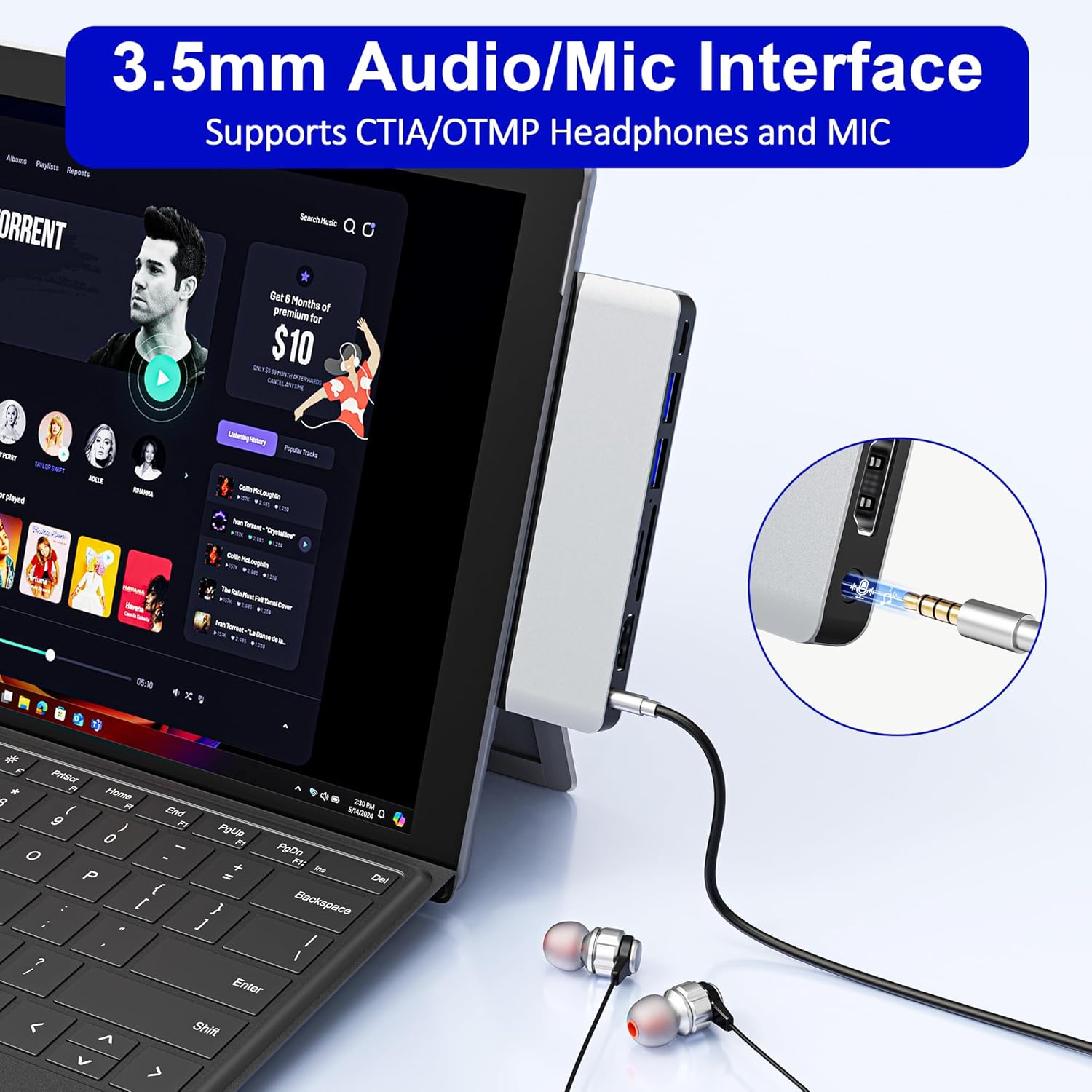 Surface Pro 12 Docking Station, Surface Pro 12 Accessories with 4K HDMI, Thunerbolt 4 Hub (4K@60Hz Display+ 40Gbps Data+ 100W Charging), 2 USB3.0, SD/TF, 3.5mm Audio for Surface Pro 12 inch 2025