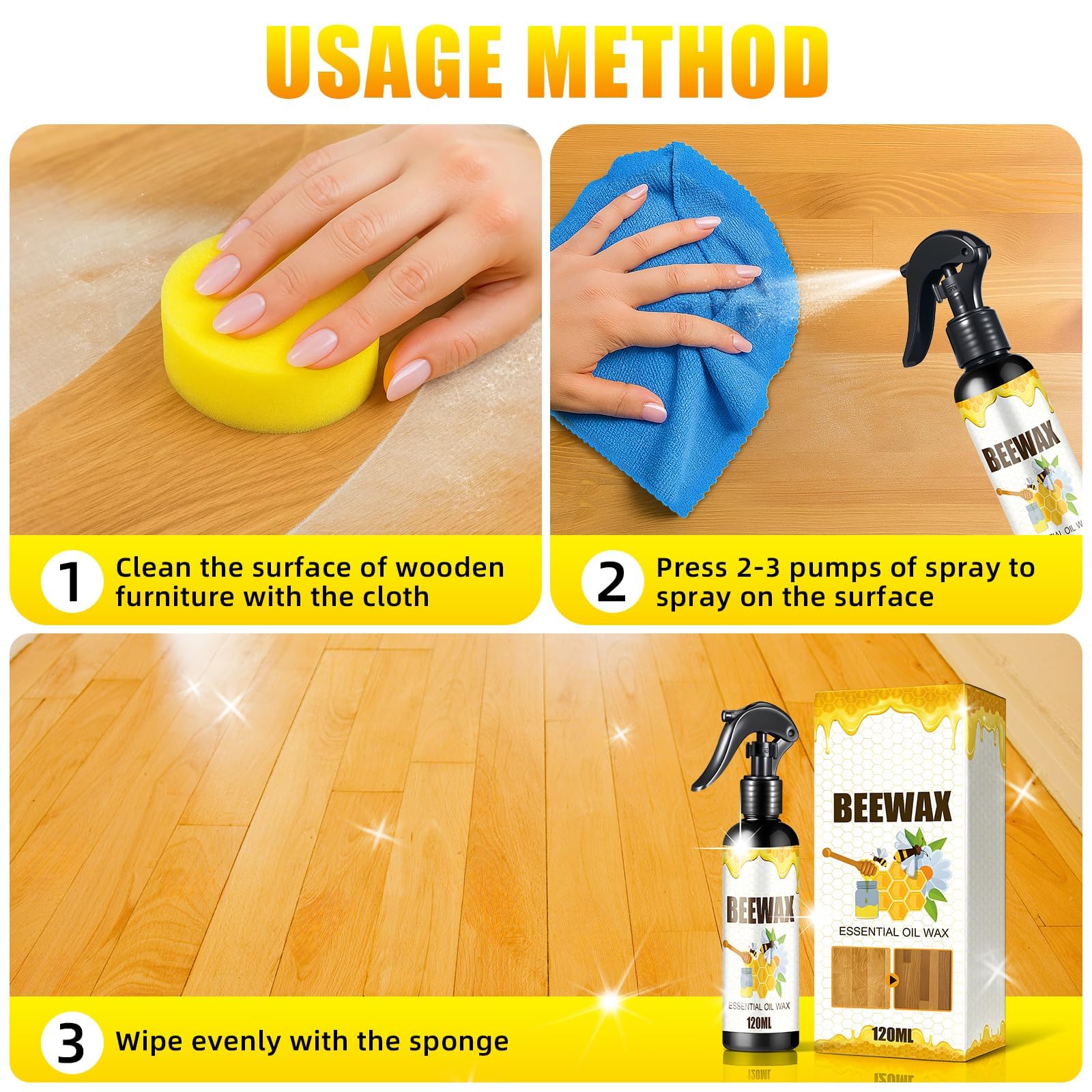 Beeswax Wood Polish, 2026 Upgraded Wood Polishing Beeswax Spray, for Floors And Furniture, Natural Micro-Molecular Spray (1Pcs) - 5