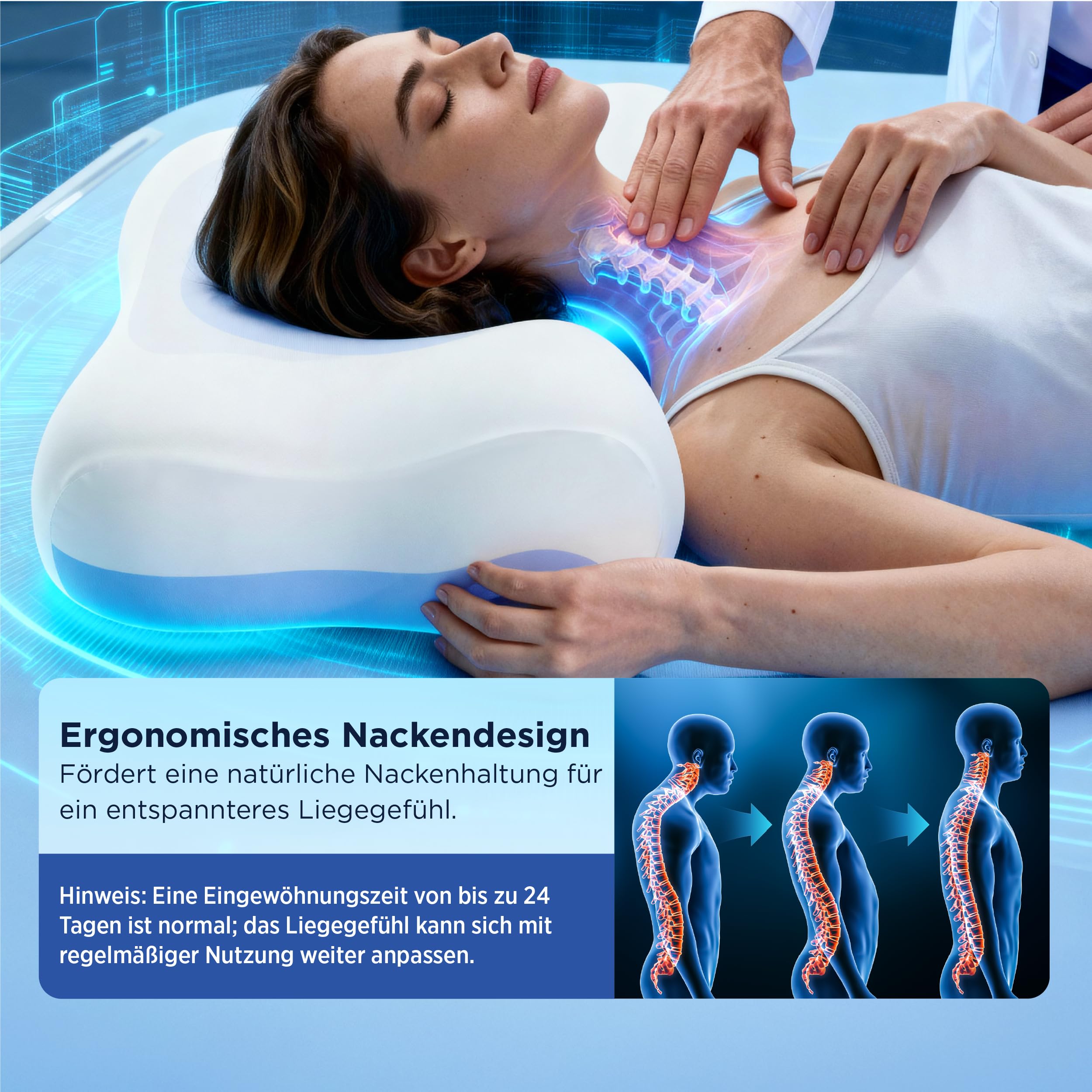 BEDSURE Orthopädisches Nackenkissen Memory Foam - 66x38 cm Seitenschläfer | Dual-Core-Stützkern,3‑Zonen‑Unterstützung,Nackenentlastung,atmungsaktiv, waschbar, OEKO‑TEX