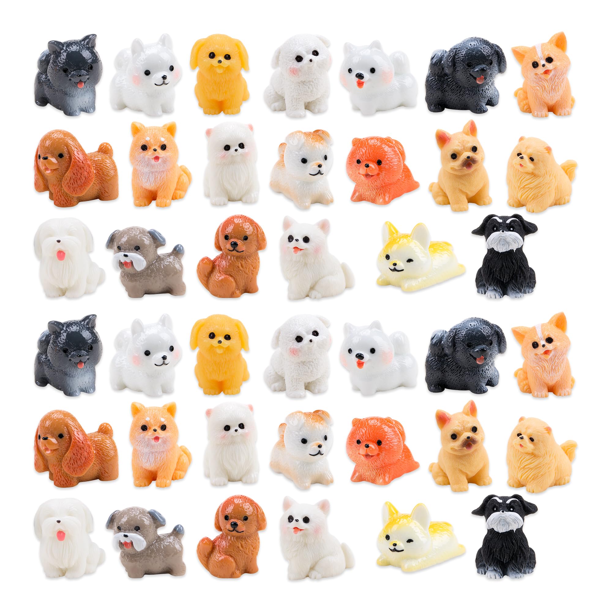 Comidox 40Pcs Cute Mini Dog Figurines Set Tiny Puppy Figurines Cartoon Miniature Resin Animals Small Dog Models Bulk Little Puppies for Cake Topper Party Home Decor DIY Crafts