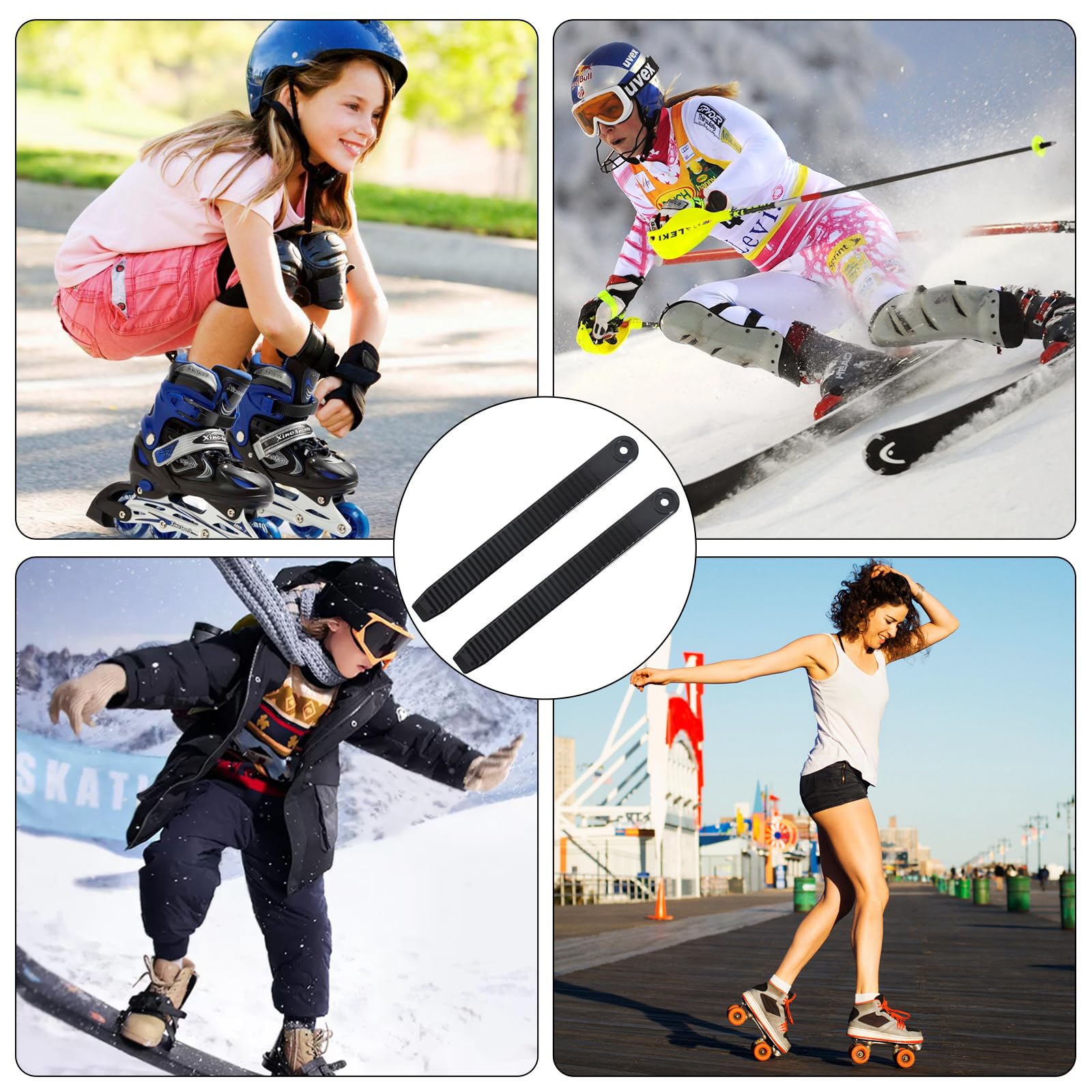1 Paire Sangles de Cheville de Snowboard, Fixation d'échelle de Remplacement, Sangles de Patins en Ligne, Longueur 20cm, Noires