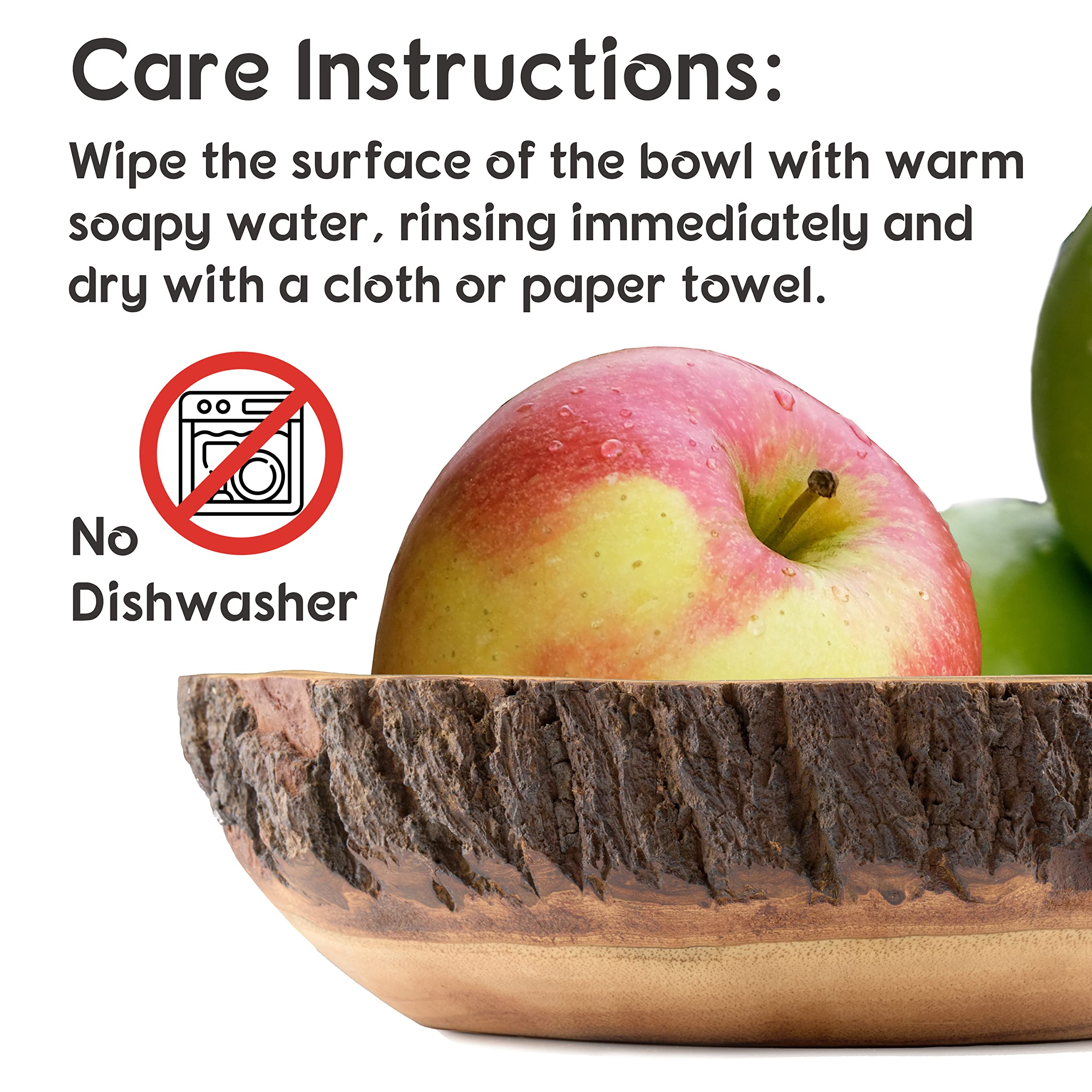 Tapeera Wood Fruit Bowl For Kitchen Counter - Wooden Fruit Holder - Key Tray Key Bowl For Entryway Table - Fruit Basket For Kitchen Counter - Candy Bowl For Office - Large Decorative Bowl (10.5 inch)