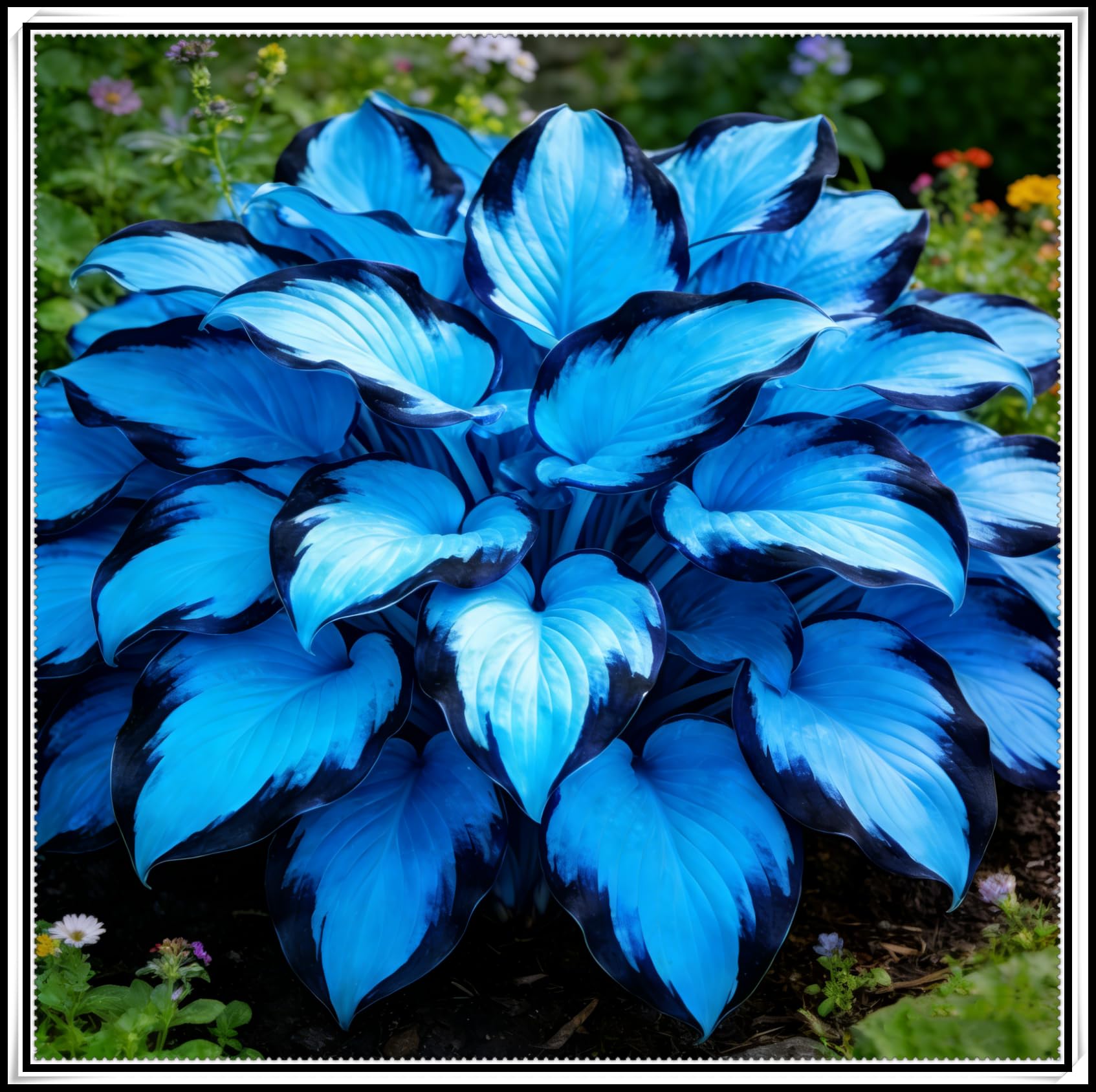 Perennial Hardy Midnight Hosta Blue Bulbs, Shade-Tolerant Garden Plants, Suitable for Shady Garden Corners & Bed Borders, Excellent Display-4 Bulbs-H